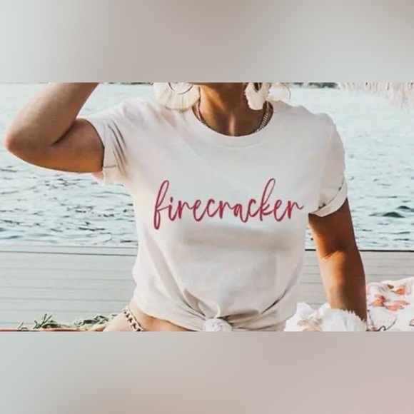 Halo & Harley Tops - White Firecracker Graphic Tee